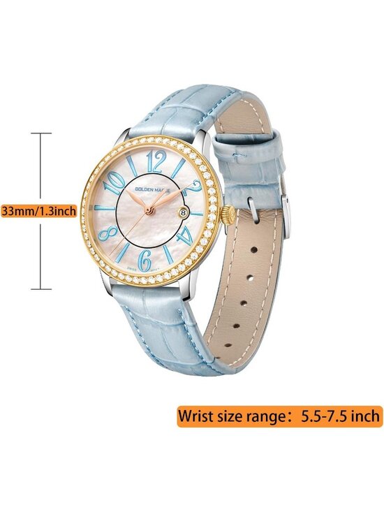 Women\'s Purple Dainty Watch Mother of Pearl Dial Leather Strap Quartz Wristwatch main image 6